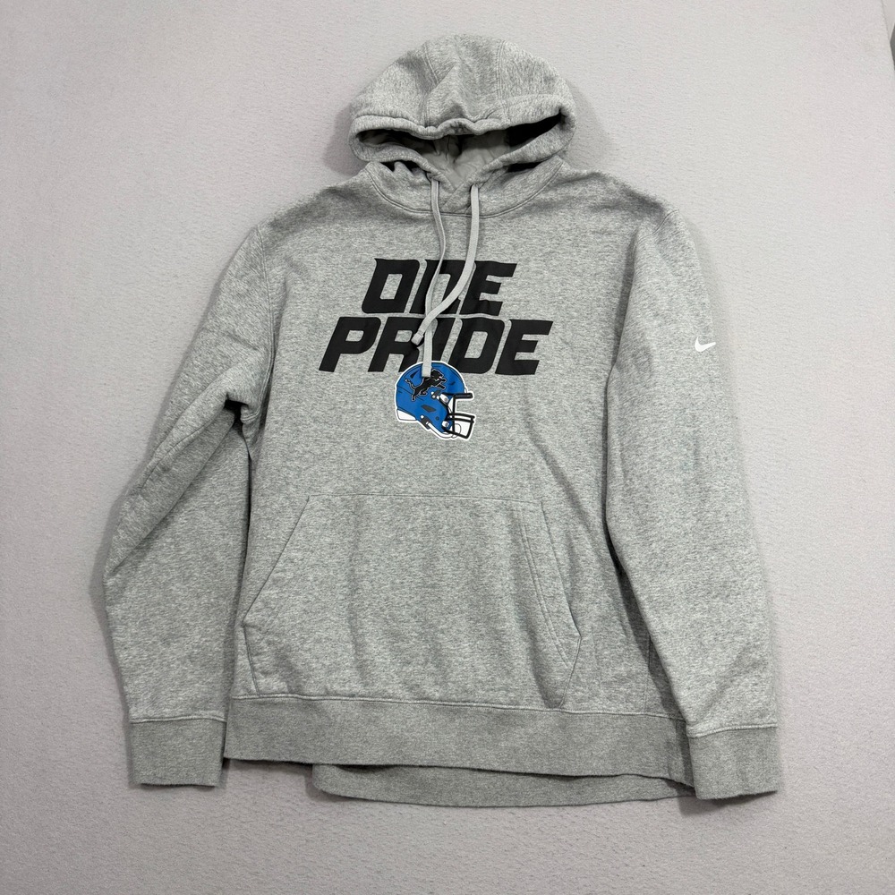 Nike Hoodie Mens XL Gray Detroit Lions One Pride Football Graphic Pullover